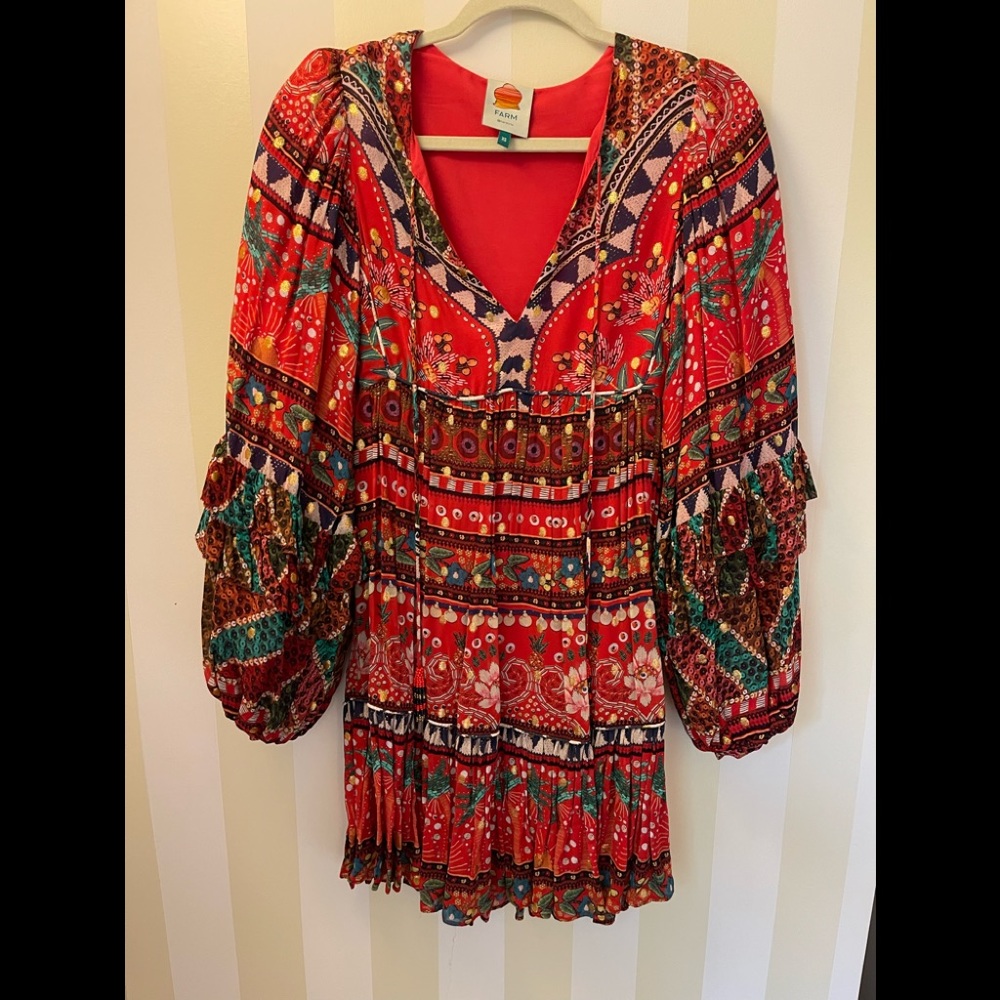 Farm Rio Red Printed Mini Dress